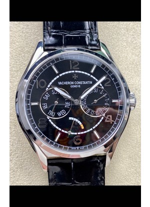 Reloj réplica suizo Vacheron Constantin Fiftysix Day-Date de acero inoxidable con esfera negra