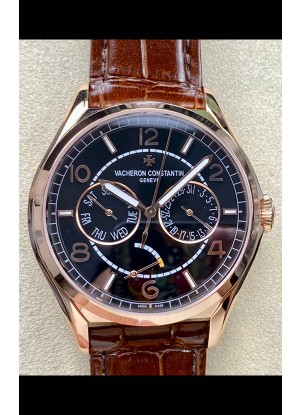 Reloj réplica suizo Vacheron Constantin Fiftysix Day-Date de oro rosa con esfera negra