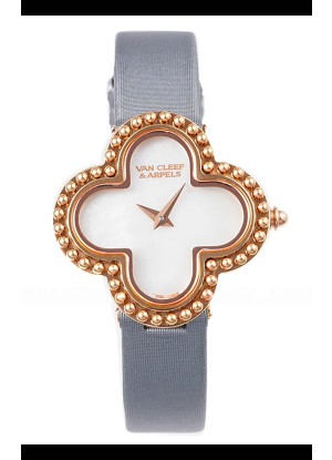 Reloj Van Cleef & Arpels Alhambra con correa gris en oro rosa