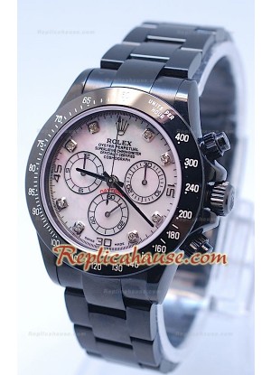Rolex Daytona Cosmógrafo Project X Design Negro Oscuro Edición Series II - Esfera Rosa Perla  y Números en Diamantes