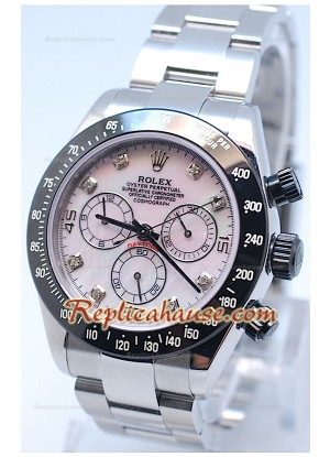 Rolex Daytona Cronógrafo Bisel MonoBloc CeraChrome, Números en Diamantes, Carcasa de Acero - Esfera Bombada Penk