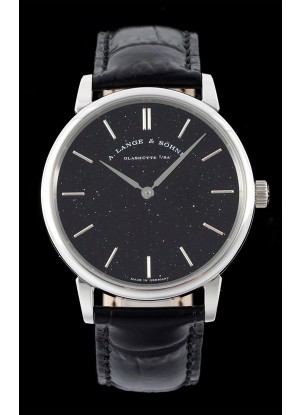 A.Lange & Sohne Saxonia Thin Reloj Réplica Suizo Caja De Acero Dial Negro