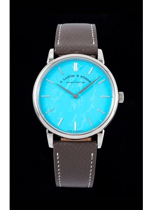 A.Lange & Sohne Saxonia Thin Reloj Suizo Réplica Caja de Acero Dial Azul Tiffany