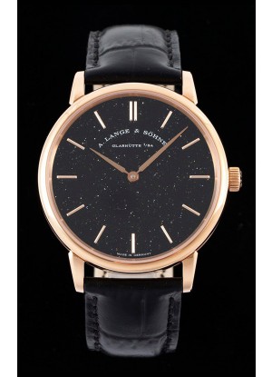 A.Lange & Sohne Saxonia Thin Reloj Réplica Suizo Caja en Oro Rosado Dial Negro Estrellado