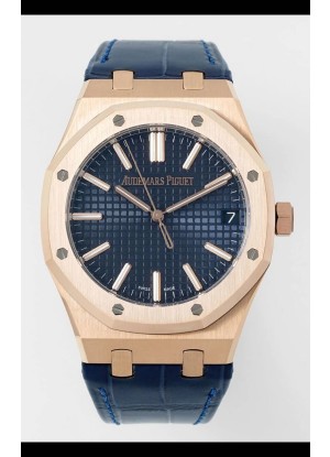 Audemars Piguet Royal Oak 15510OR 41MM Oro Rosado Dial Dorado Azul Super Clone Reloj Réplica