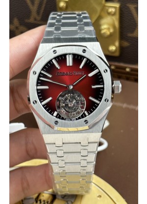 Reloj Audemars Piguet Super Clone Royal Oak Flying Tourbillon de 41 mm con Dial Rojo Vino 