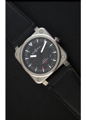 Bell & Ross BR03-92 Horograph Reloj Réplica a Espejo 1:1 - Dial Negro Correa de Piel Suiza