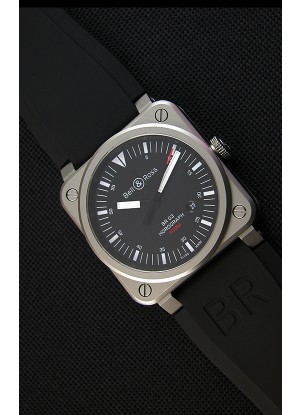 Bell & Ross BR03-92 Horograph Reloj Réplica a Espejo 1:1 - Dial Negro Correa de Goma Suiza