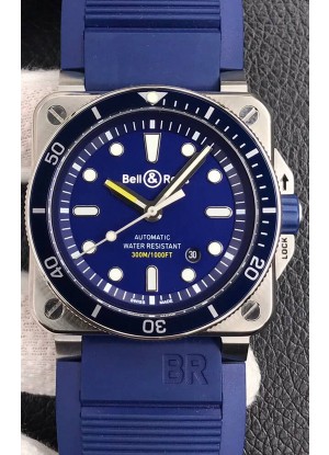 Bell & Ross BR03-92 Buzo Acero Inoxidable Dial Azul Reloj Réplica Suizo a espejo 1:1