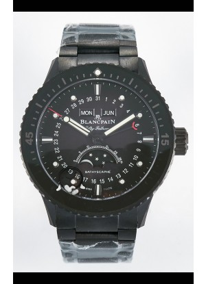 Reloj Blancpain Bathyscaphe Superclone con Caja de Cerámica y Dial Negro.