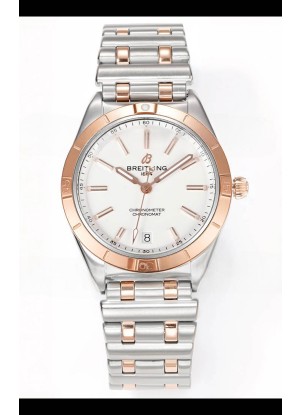 Breitling Chronomat 36MM 2 Tone Caja Oro Rosado Reloj Réplica Espejo 1:1 Dial Blanco