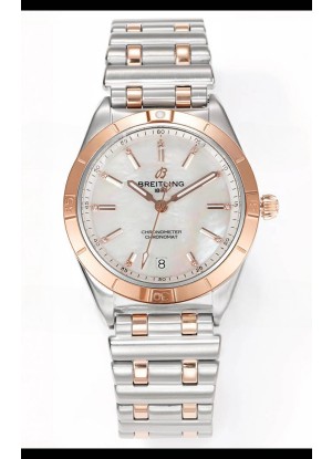 Breitling Chronomat 36MM 2 Tone Caja Oro Rosado Reloj Réplica Espejo 1:1 Dial Perla
