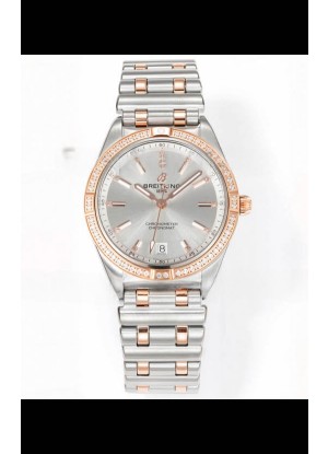 Breitling Chronomat 36MM 2 Tone Caja Oro Rosado Reloj Réplica Espejo 1:1 Dial Acero