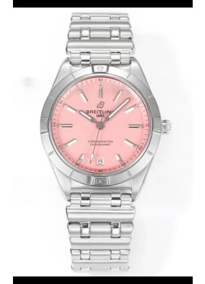 Breitling Chronomat 36MM Acero Inoxidable Casing Reloj Réplica Espejo 1:1 Dial Rosa