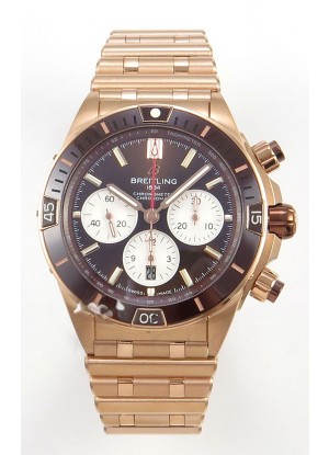 Breitling Chronomat Super Clone B01 42 Edition Swiss Caja Oro Rosado Dial Marrón 