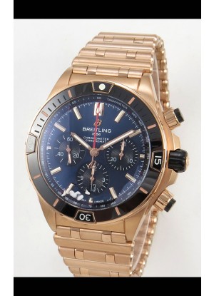 Breitling Chronomat Super Clone B01 42 Reloj Edición Suiza Caja Oro Rosado Dial Azul 
