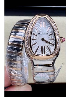 Bvlgari Edición Serpenti Reloj Caja Dos Tonos Dial Blanco en Calidad Espejo 1:1
