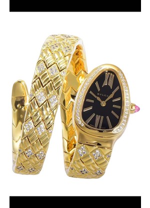 Bvlgari Edición Serpenti Edition Reloj Caja Oro Amarillo Dial Negro en Calidad Espejo 1:1