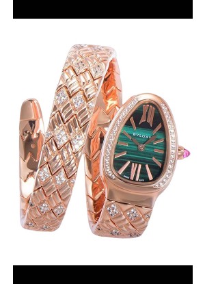 Bvlgari Edición Serpenti Edition Reloj Caja Oro Rosado Dial Verde en Calidad Espejo 1:1