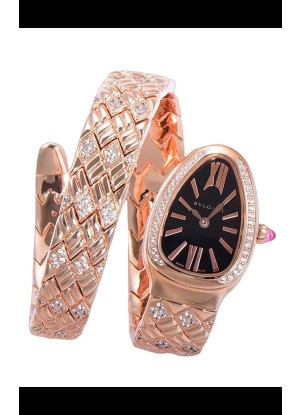 Bvlgari Edición Serpenti Edition Reloj Caja Oro Rosado Dial Negro en Calidad Espejo 1:1
