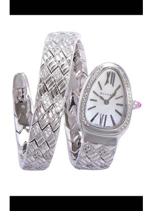 Bvlgari Edición Serpenti Reloj Caja Acero Dial Blanco en Calidad Espejo 1:1