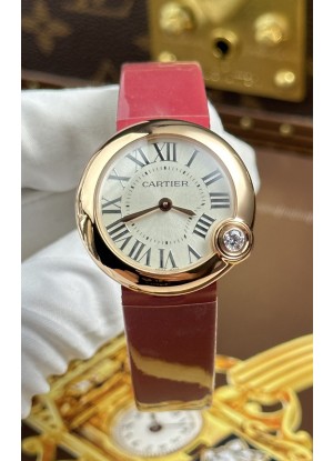 Ballon Blanc De Cartier Cuarzo Suizo Reloj Réplica en Caja Oro Rosado
