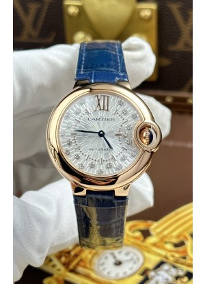 Ballon De Cartier Cuarzo Suizo Calidad Espejo 1:1 33MM en Oro Rosado