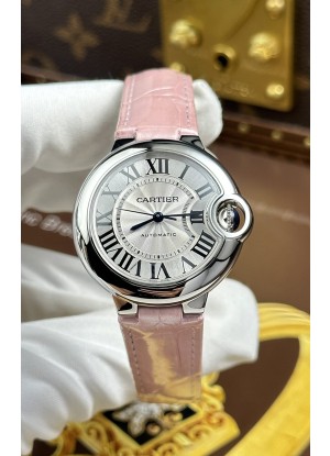 Ballon De Cartier Suizo Automático Calidad Espejo 1:1 33MM en Correa Rosada