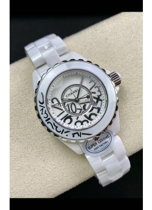 Chanel J12 Ladies Caja Cerámica Blanca Dial Blanco Reloj Réplica Espejo 1:1