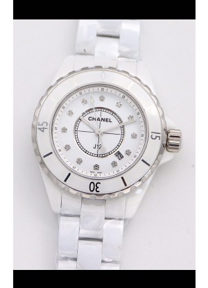 Chanel J12 Ladies Reloj Caja Cerámica Blanca Reloj Réplica Espejo 1:1