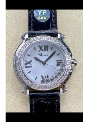 Chopard Happy Sport Reloj Espejo 1:1 Cuarzo Suizo 36MM en Acero 904L Dial Blanco