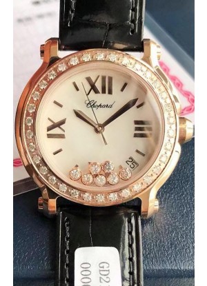 Chopard Happy Oro Rosado Reloj Cuarzo Suizo Replica a Espejo 1:1 - Diamantes Genuinos