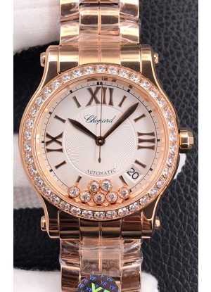 Chopard Happy Sport Reloj Réplica Suizo Automático a espejo 1:1 en Oro Rosado - 36MM Ancho