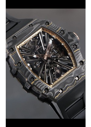 Richard Mille RM12-01 Caja Fibra de Carbono Genuino Movimiento Tourbillon Reloj Réplica a Espejo 1:1