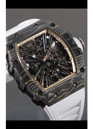 Richard Mille RM12-01 Caja Fibra de Carbono Genuino Movimiento Tourbillon Reloj Réplica a Espejo 1:1