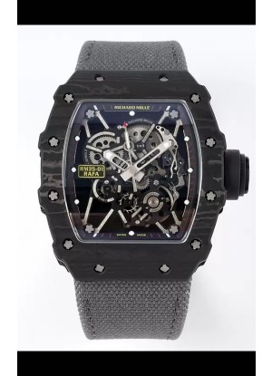 Richard Mille RM35-01 Rafael Nadal Caja Fibra de Carbono con Genuino Tourbillon Reloj Super Clon