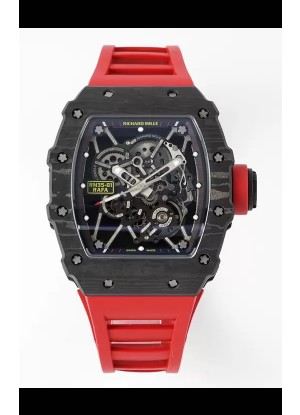 Richard Mille RM35-01 Rafael Nadal Caja Fibra de Carbono con Genuino Tourbillon Reloj Super Clon