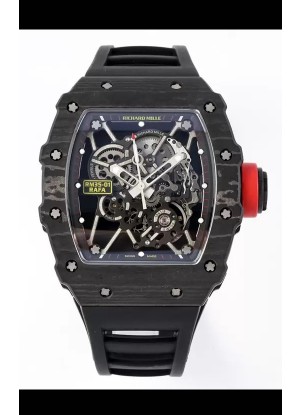 Richard Mille RM35-01 Rafael Nadal Caja Fibra de Carbono con Genuino Tourbillon Reloj Super Clon