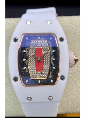 Richard Mille RM-07-01 Dial Diamantes Céramica Blanca Ladies Reloj Rélica Suizo 1:1