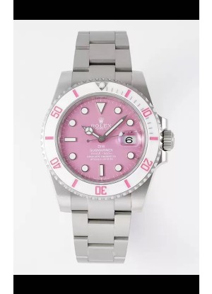 Rolex Submariner DiW Caja Acero Inoxidable Bisel Blanco Reloj Edición Cerámica Dial Rosado