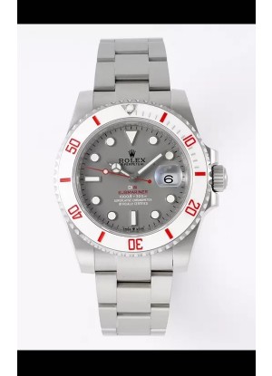 Rolex Submariner DiW Caja Acero Inoxidable Bisel Blanco Reloj Edición Cerámica Dial Gris