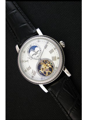 Patek Philippe Japanese MoonPhase Tourbillon Reloj Réplica Dial Blanco