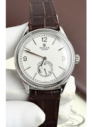Rolex 1908 Perpetual Movimiento Suizo Reloj Réplica en Caja Acero Dial Blanco 