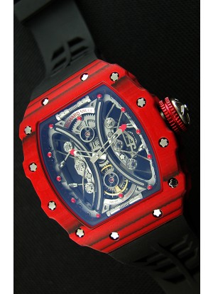 Richard Mille RM53-01 Pablo Mac Donough Caja de Carbón Forjado color Rojo Reloj Réplica Suizo