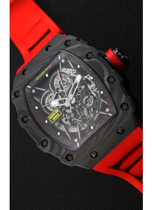 Richard Mille RM35-2 Rafael Nadal Caja de Carbón Forjado con Correa de Goma color Rojo