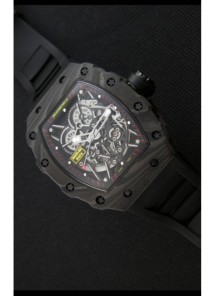 Richard Mille RM35-2 Rafael Nadal Caja de Carbón Forjado con Correa de Goma color Negro