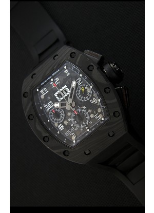 Richard Mille RM011-FM Felipe Massa Reloj de Caja de Carbón color Negro Forjado de una Sola pieza en Correa negra