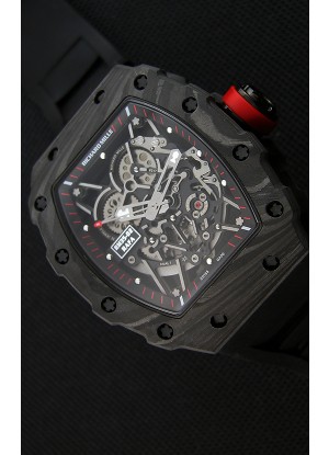 Richard Mille RM35-2 Rafael Nadal Caja de Carbón Forjado con Correa de Goma color Negro