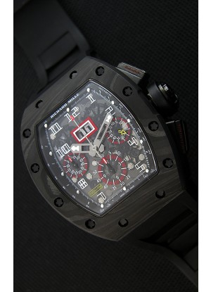 Richard Mille RM011-FM Felipe Massa Reloj de Caja de Carbón color Negro Forjado de una Sola pieza en Correa negra