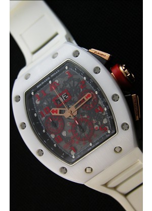 Richard Mille RM011-FM Felipe Massa Reloj con Caja de Cerámica color Blanco correa en color Blanco